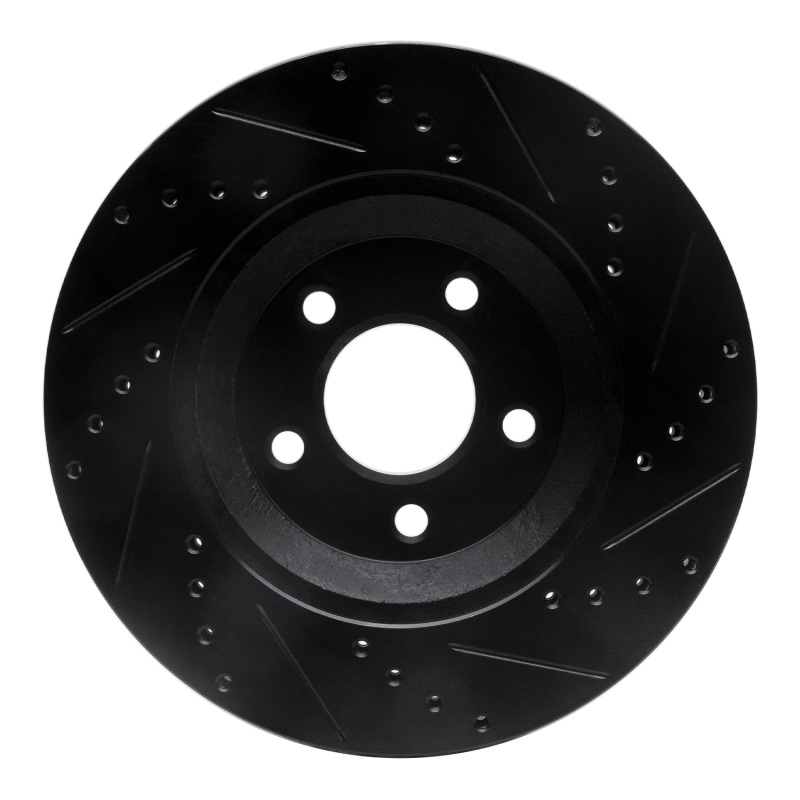 Ford Mustang Brake Rotor (1) - Front Left - R1 Concepts - Drilled & Slotted - Black - `05-`14